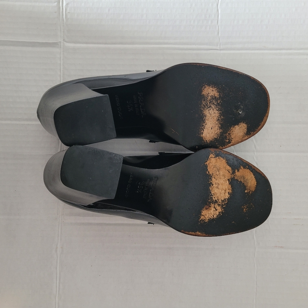 Vintage Leather Prada Loafers Heel - Picture 8 of 15